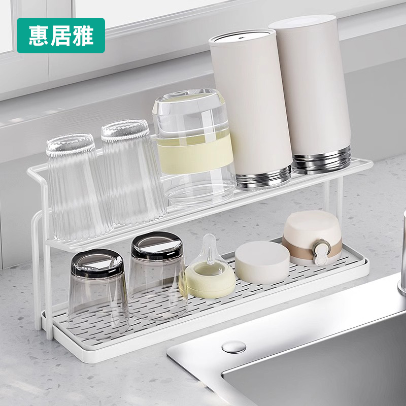 架台面双层沥水保温瓶新款物杯置分层收纳架具托盘咖啡杯茶杯架杯