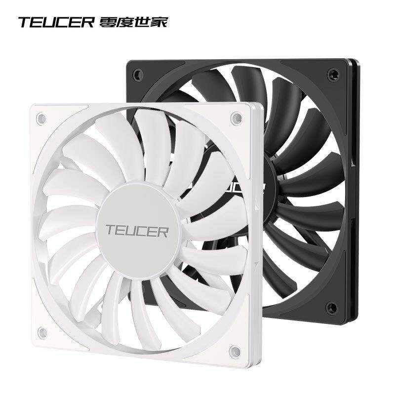 TEUCER 12012薄扇台式电脑机箱风扇黑色15mm厚温控静音CPU散热器