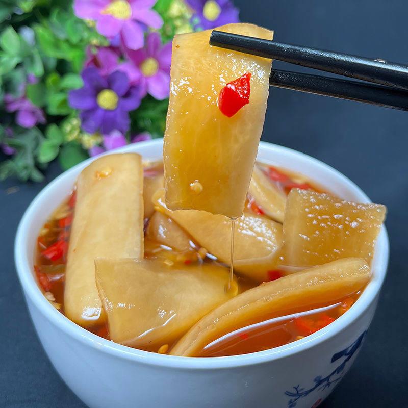 酸辣萝卜皮,超脆麻辣萝卜干,即食小吃开胃菜,美味麻辣泡菜条