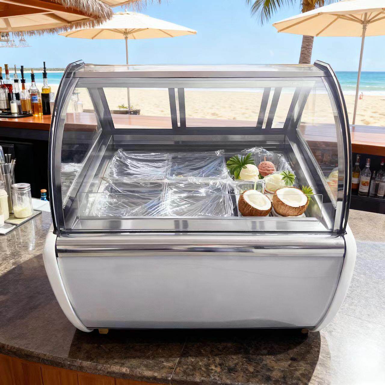 冷柜6盘GelatoIcecreamDisplayFreezer商用冰激凌展示柜