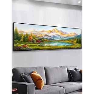 日照金山客厅装饰画山水画靠山图沙发背景墙西墙壁画聚宝盆挂画