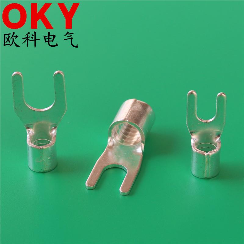 厂家UT4-5接线鼻子UT4-6叉形裸端子铜线耳UT4-4冷压接线端头