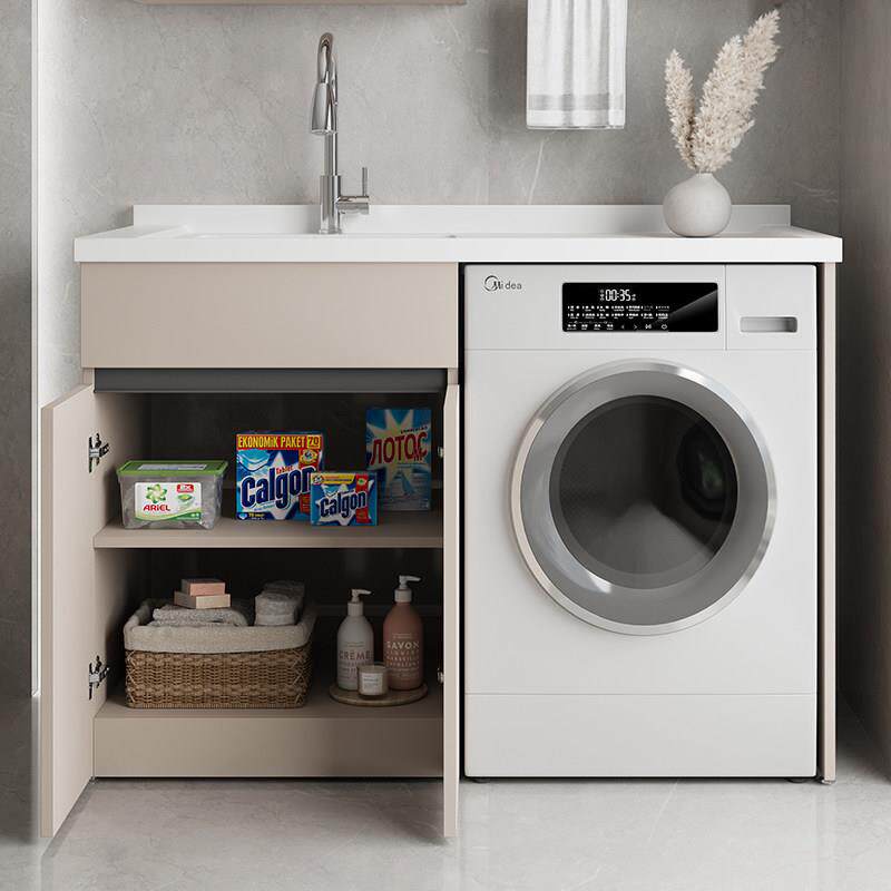 不带搓衣板蜂窝铝阳台洗衣柜组合定制滚筒洗衣机柜池台盆一体伴侣