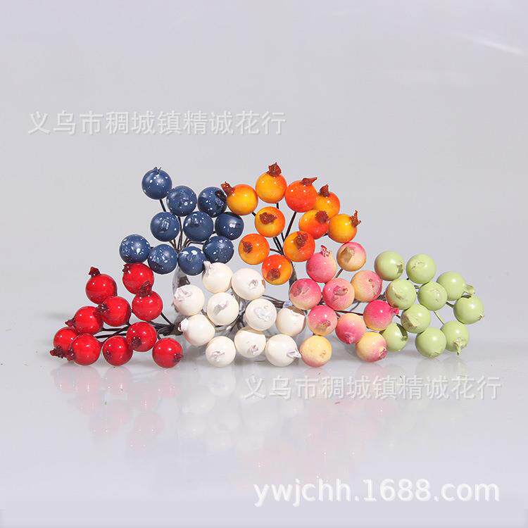 仿真森系小石榴浆果花环发夹饰品配件圣诞果子带铁丝花束摆件