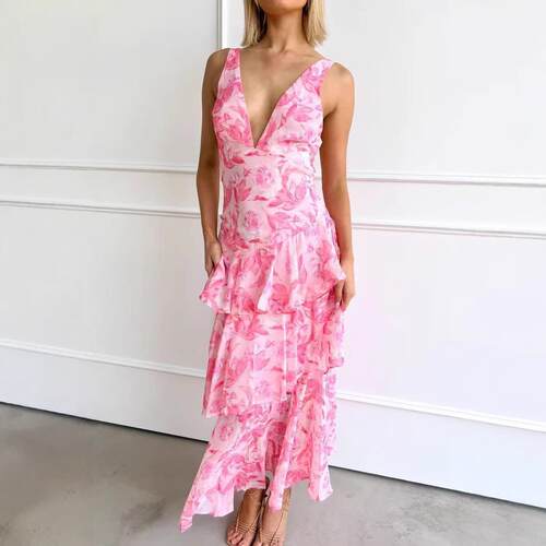 Plus Size Women's Dark Gradient Floral Strapless Long Dress