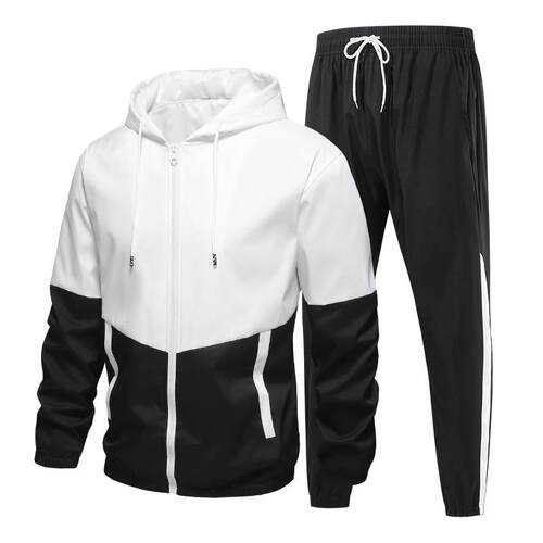 Mens Colorblock Hooded Sports Suit Casual Sporty Style