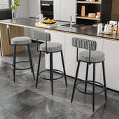 北欧网红吧台椅家用靠背高脚凳铁艺吧椅前台高椅创意轻奢吧台凳子
