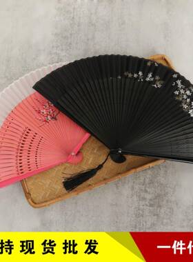 质短梢折和扇手绘女扇印花工扇艺日式风211014竹古风扇子礼品广告