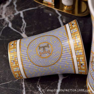 插画干花装 高档轻奢客厅电视柜家居花瓶 饰花瓶 陶瓷花瓶摆件 欧式