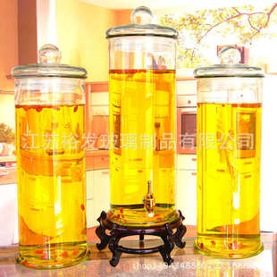 厂家大号玻璃瓶泡酒泡葡萄酒瓶孝素瓶玻璃密封 泡菜罐带笼头