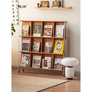 需定制枝间/里森杂志架ins风樱桃木报刊架北欧日式展示架落地实木