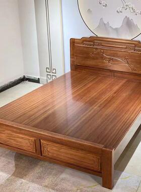 新古中式花花梨木实木SY-8809#床1.8米主卧双清人床明古典雕1.5米