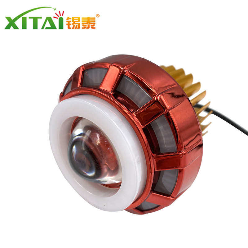 电动车摩托车迷你双天使内置大灯 彩色大灯 白光加彩灯带爆闪