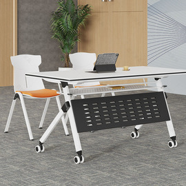 会议培训桌椅组合可折叠移动拼接长条桌双人课桌椅职员办公培训台