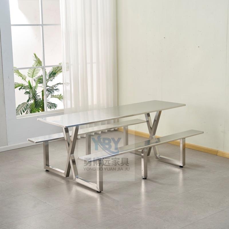 不锈钢员厂工食堂桌椅4人工6人组合餐桌餐厅工职加公NSH司学校户