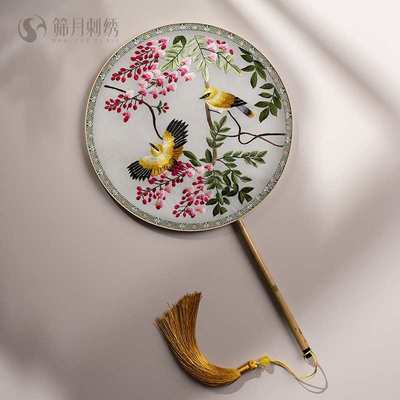 纯手工双面绣团扇古风女苏绣中式成品中国风汉服配件重工刺绣扇子