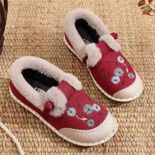 正品北新款冬季老京布鞋棉女年加绒保暖民鞋族风加厚汉服鞋中老妈