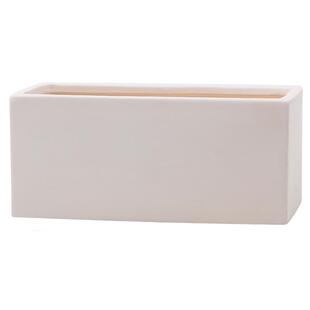 简约素烧长方形花盆透气吸水白陶土长条粗陶瓷器带托植物多肉绿植