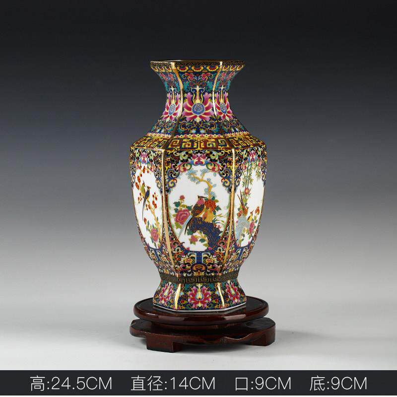 正品景德花陶瓷瓶摆件珐琅彩欧式瓷瓶子代现家居客厅酒柜玄关装饰