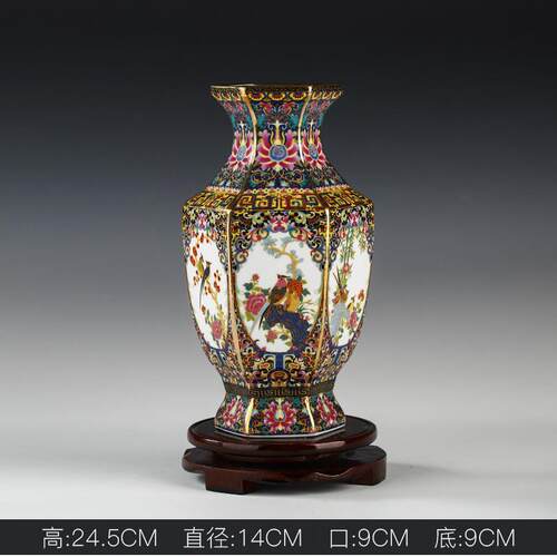 正品景德花陶瓷瓶摆件珐琅彩欧式瓷瓶子代现家居客厅酒柜玄关装饰