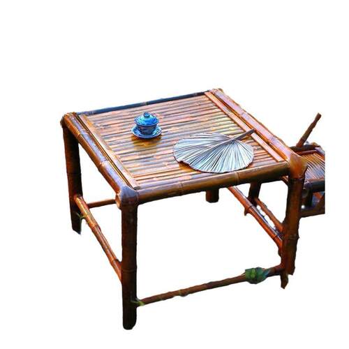 纯手工竹桌子茶桌碳化餐桌茶几办公家用庭院火锅桌复古凳子竹椅子