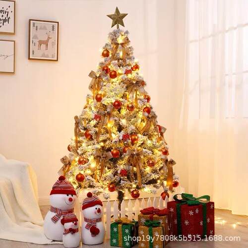 圣诞树装饰 1.5/1.8/2.1/3/4米雪松树套餐白色仿真落雪植绒树家用