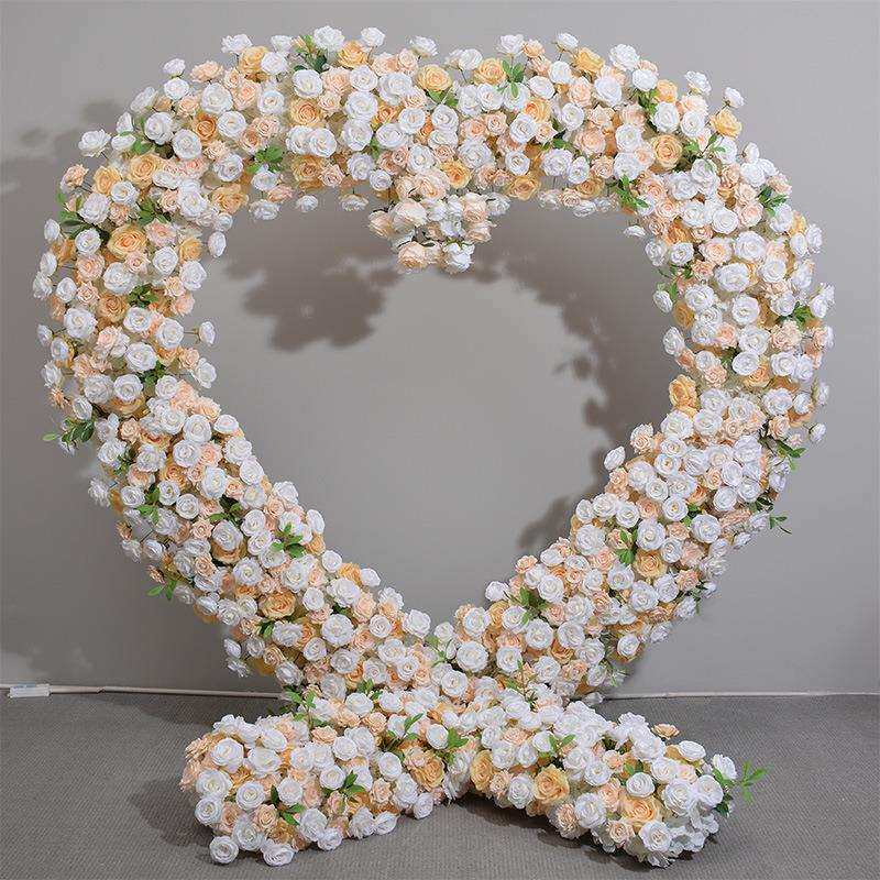 新款香槟绣球玫瑰心形花艺求婚订婚仪式摆放道具婚礼拱门装饰花排
