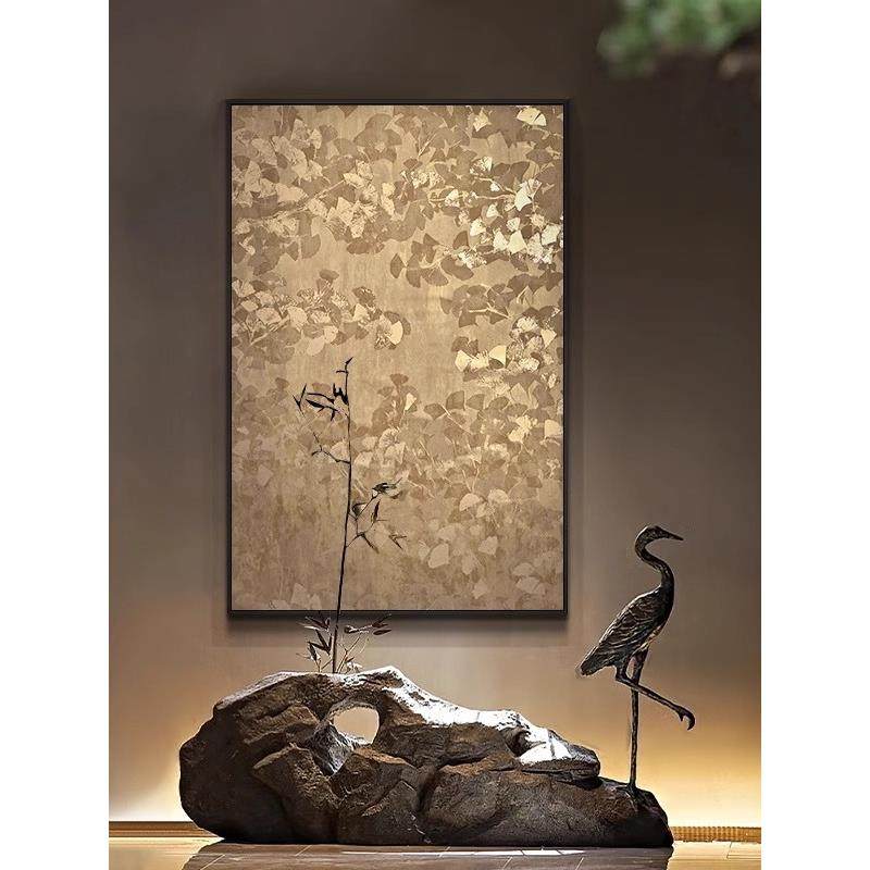 酒店玄关金色高档银杏叶装饰画别墅客厅设计师软装新中式大气挂画,家居饰品,现代装饰画,淘宝优惠券,粉丝福利购,淘宝优惠卷