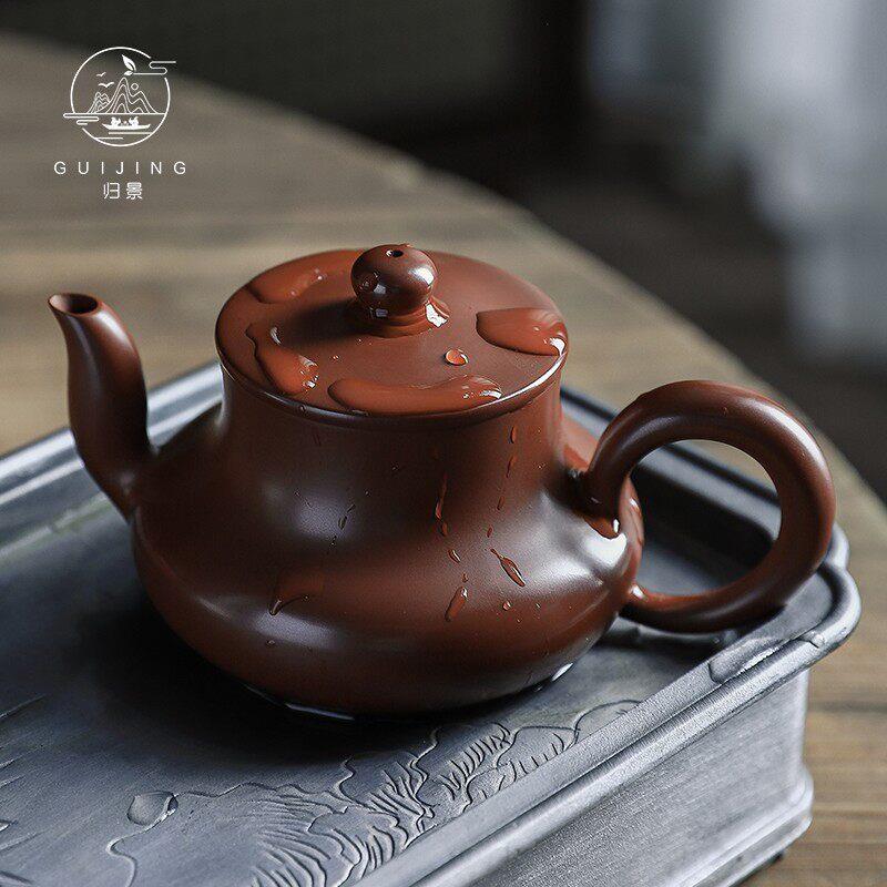 归景丨陈腐朱泥丨潮州手拉壶纯手工朱泥紫砂壶君德全手工紫砂壶