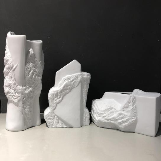现代简约花瓶创意石头花器售楼部样板房书房装饰品插花陶瓷工艺品