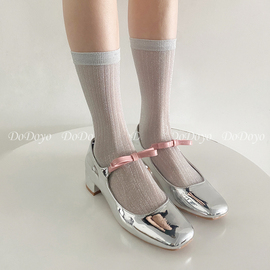DODOYO 金银丝袜子女中筒夏季超薄款网红超火INS潮百搭小腿堆堆袜