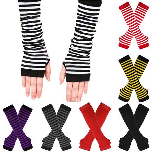 Y2K Arm Warmers Punk EMO Style Sreetwear Striped Elbow Glove