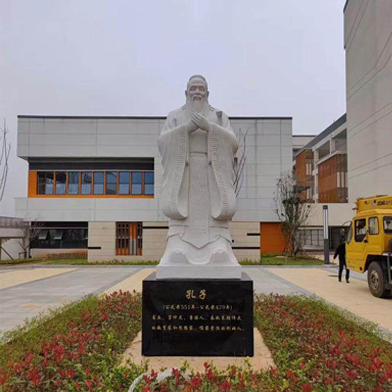 石雕孔子汉白玉孔子雕像花岗岩校园人物名人胸像雕塑摆件厂家供应