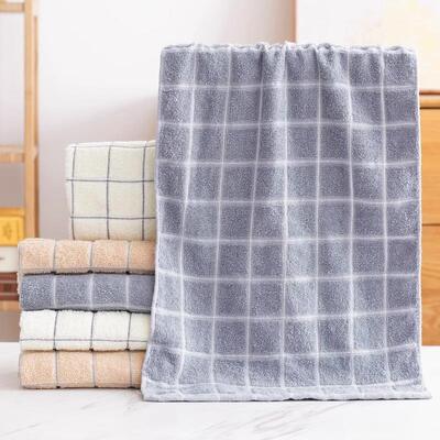 Home-use cotton checkered square face towels for adults and