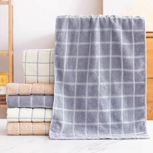 Home-use cotton checkered square face towels for adults and