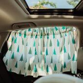 侧车窗车内遮光防晒帘儿童 小清新棉麻防晒吸盘式 猫岛 汽车遮阳帘