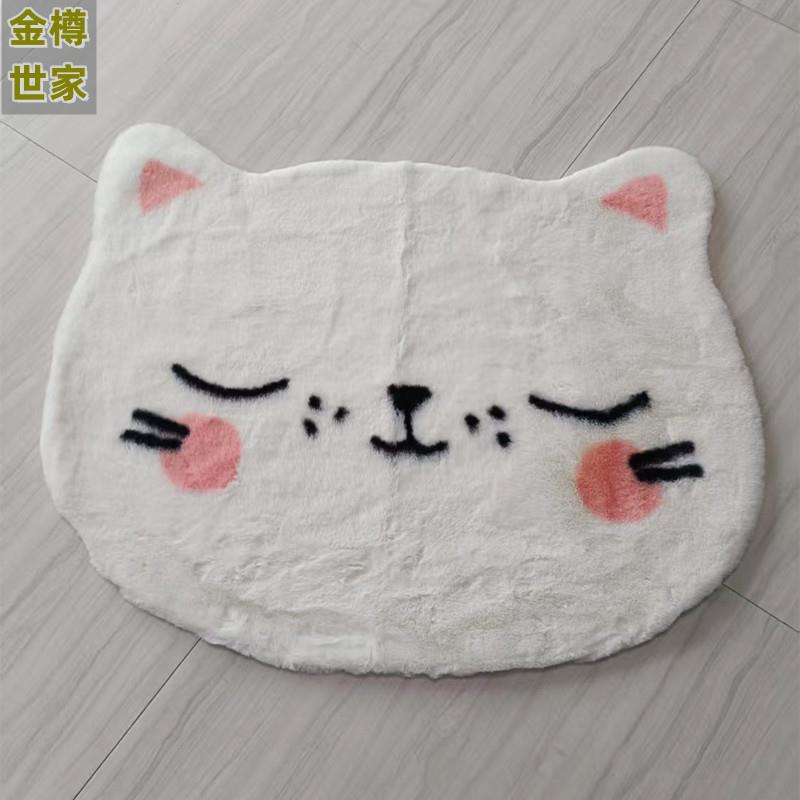 通印花可爱仿毛兔地垫柴犬猫咪脚垫浴室防滑垫卡水速干吸门兔毛动