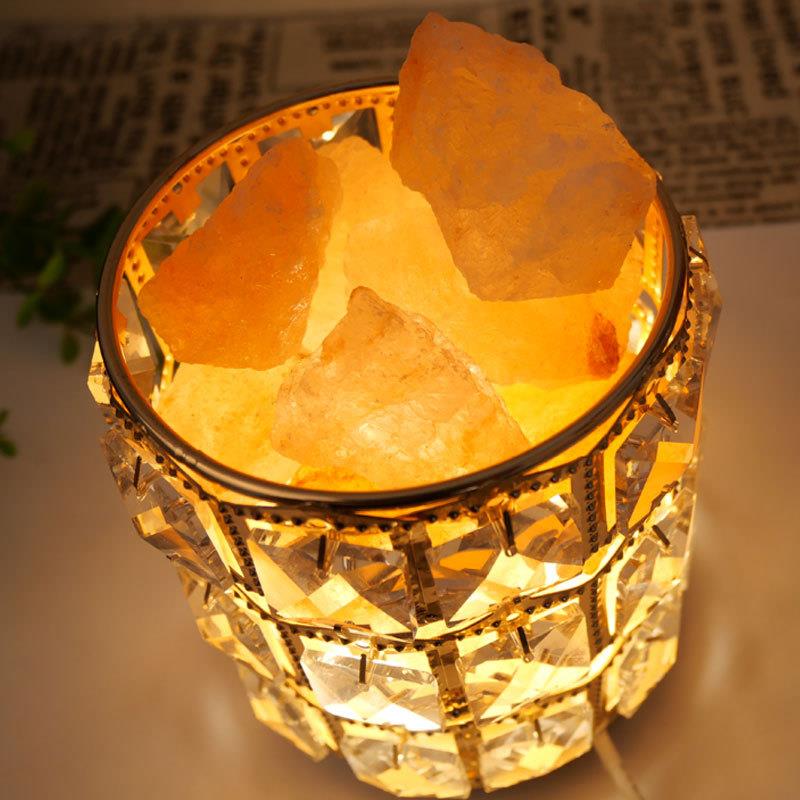 喜马拉雅创意盐灯气氛香氛床头台灯卧室ins少女装饰魔方水晶盐灯