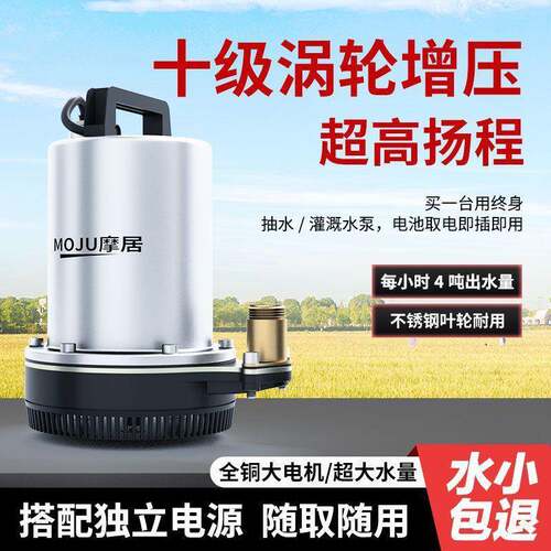 充电式水泵锈钢大水量EHO高扬程免潜电水泵农接用灌溉抽水机厂不