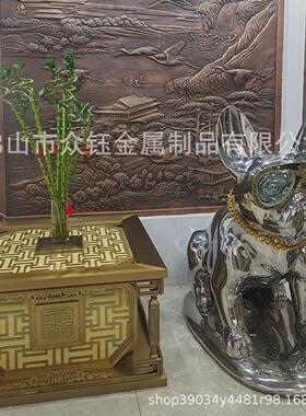 纯手工锻打镜面不锈钢法斗犬创意摆件热销北欧风异型雕塑镇宅艺术
