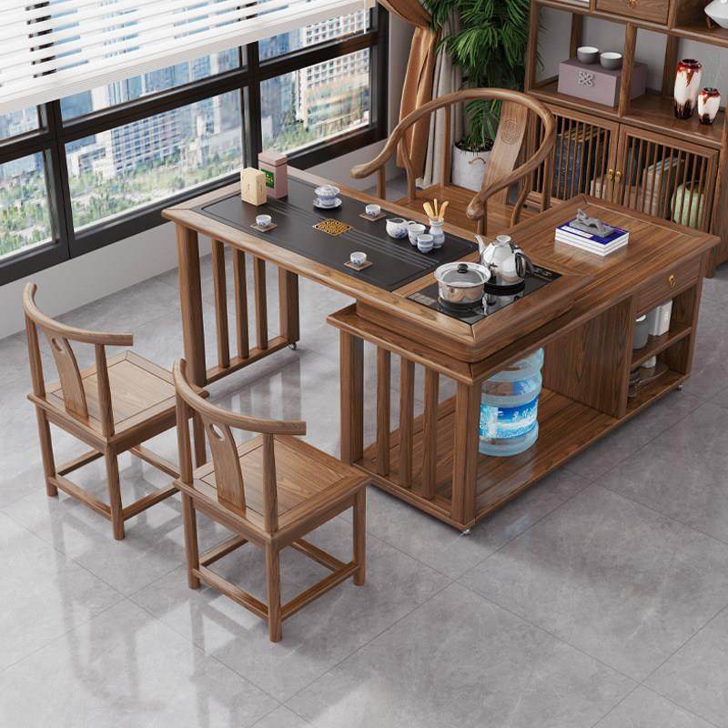 阳台旋转茶桌椅组合家用小型实木泡茶台烧水壶一体可移动折叠茶几,住宅家具,茶几,淘宝优惠券,粉丝福利购,淘宝优惠卷