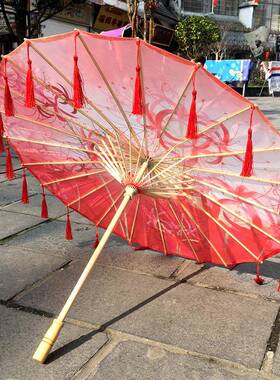 古风油纸伞舞蹈演出拍照汉服中国风工艺雨伞装饰风景区摆摊流苏遮