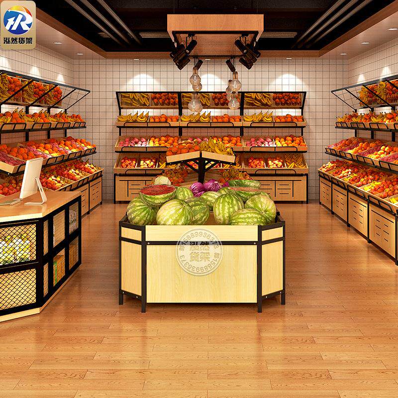 水果店专用货架商用超市商场展示架蔬菜生鲜果蔬置物架钢木货柜