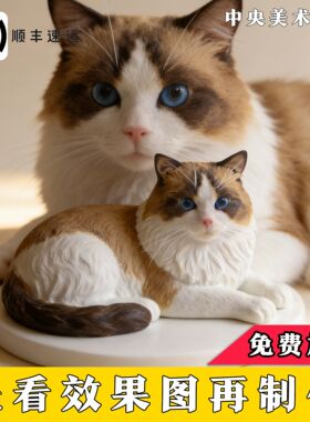 照片定制创意手工软陶宠物猫猫公仔玩偶模型生日离世纪念品摆件