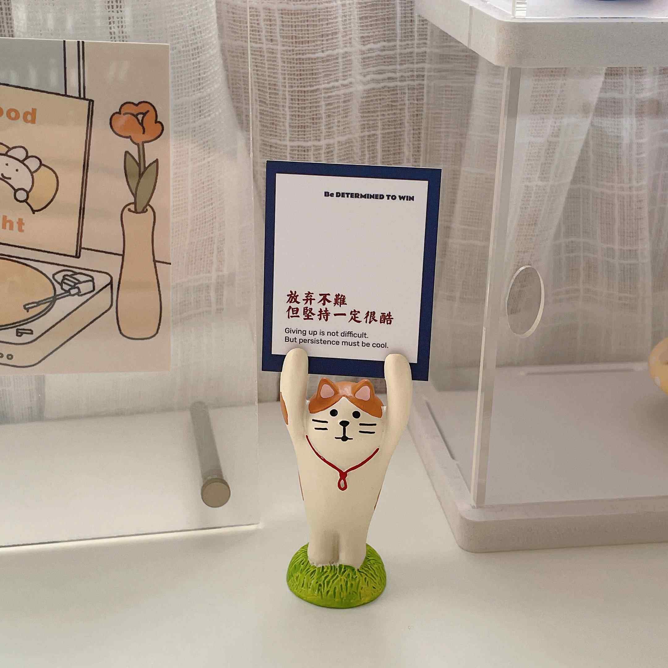 举手草帽旅游猫 ins可爱学生桌面励志装饰树脂小摆件猫咪家居留言
