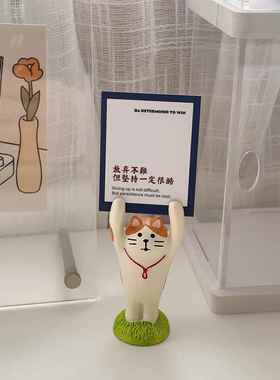 举手草帽旅游猫 ins可爱学生桌面励志装饰树脂小摆件猫咪家居留言
