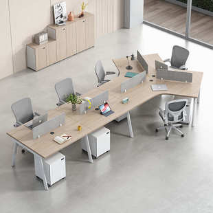 办公桌简约现代3 6人位屏风隔断电脑卡位员工桌椅组合办公家具