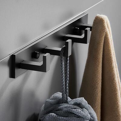 加巾厚卫生间毛钩挂衣钩免打孔壁挂挂式黑色排浴室LGC衣服钩墙壁