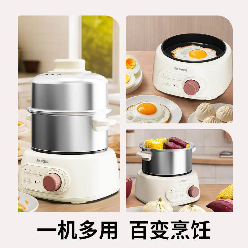 天际电蒸锅304不锈钢迷你家用1-3人小型智能蒸煎一体锅多功能锅