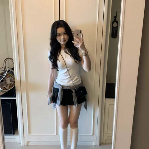popchee｜少女的百褶裙｜西装加厚面料 挺阔的百褶裙～好搭美丽